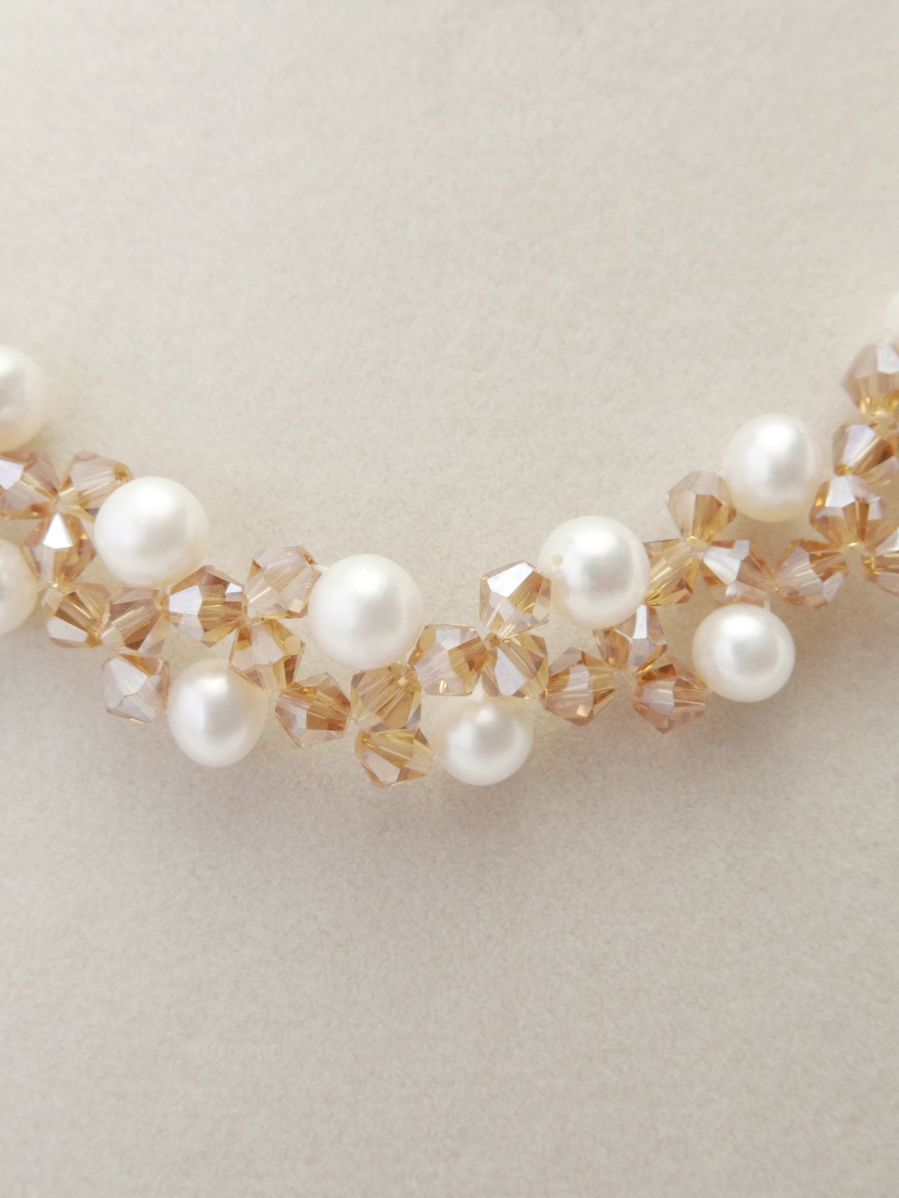 5mm Flat Pearl , Yellow Crystal 925 Strong magnet Clasp