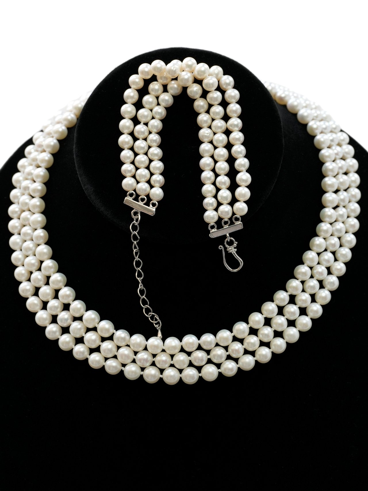 6mm to 7mm white Fresh Pearl . 925 Sterling Silver