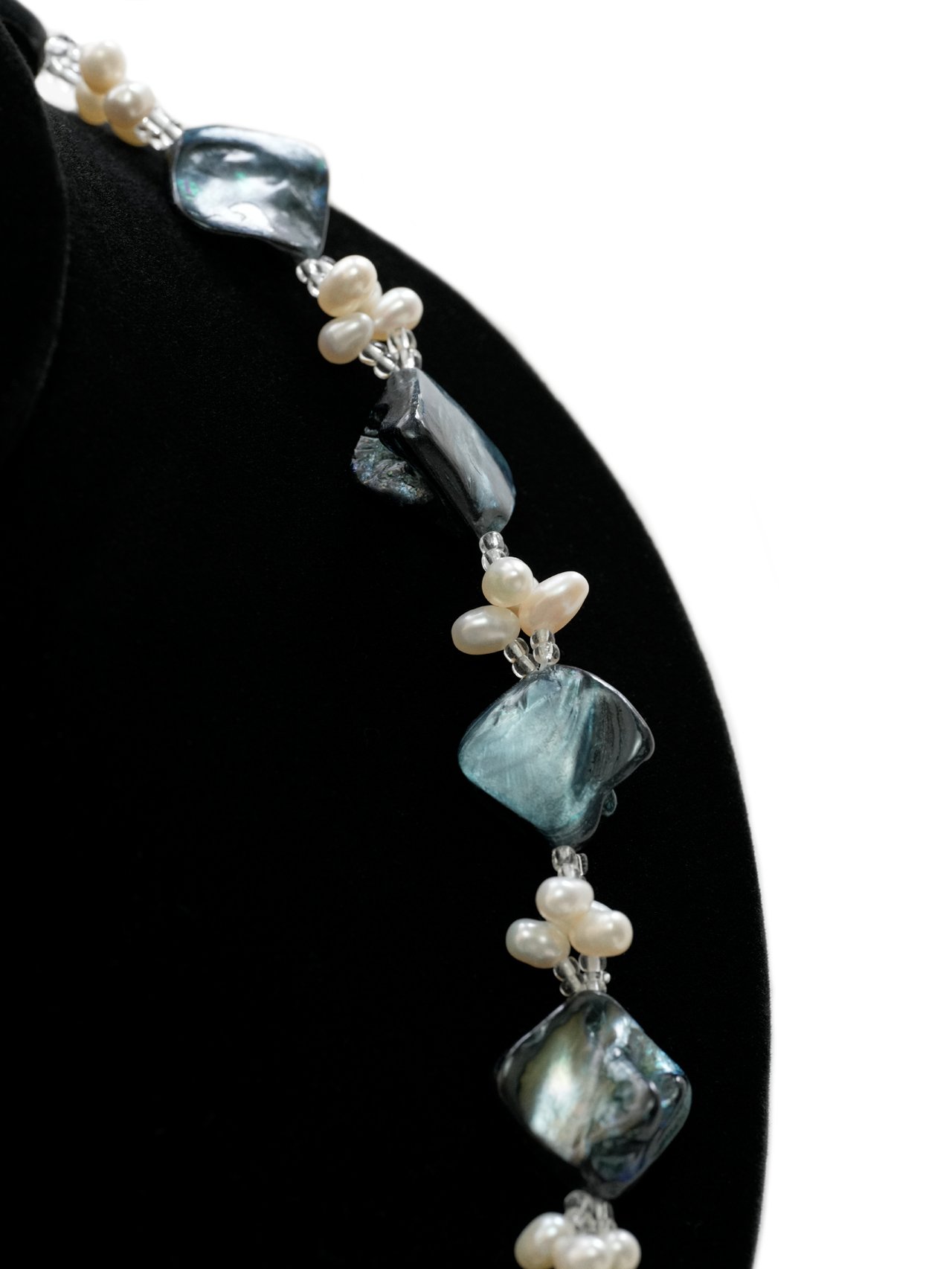 Blue Mother Pearl , Potato Pearl, White Crystal 925 Magnet